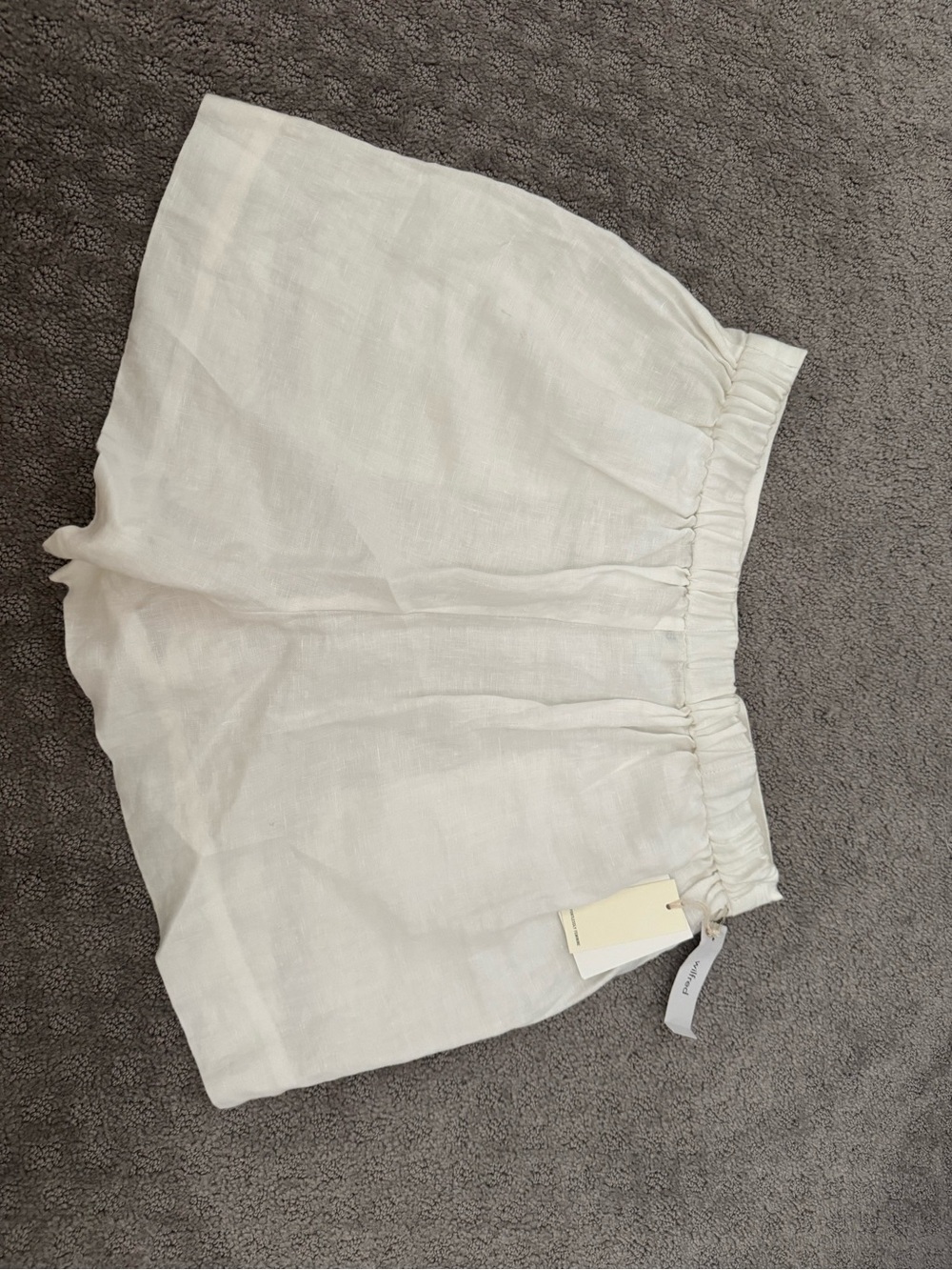 White Linen Elastic Waist Shorts